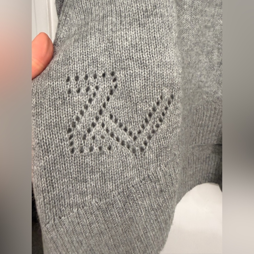 Zadig & Voltaire Markus Pink Hearts Cashmere Long Sleeve Sweater Gray Size Small - Picture 7 of 9